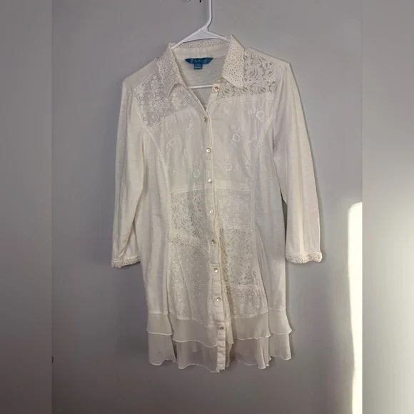 April Cornell Nostalgia Cream Lace Blouse XS - Picture 5 of 11